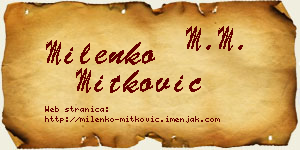 Milenko Mitković vizit kartica